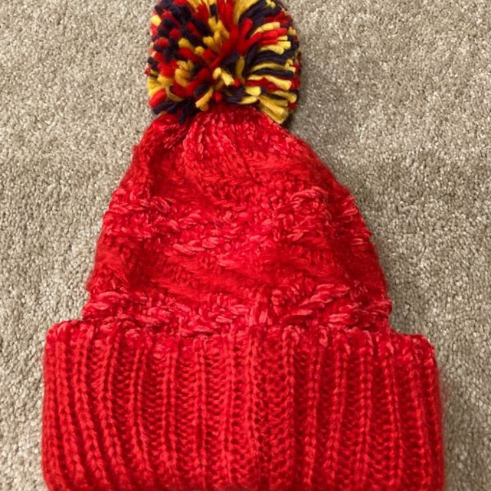 INC brand: Red/ orange warm winter hat with pompom